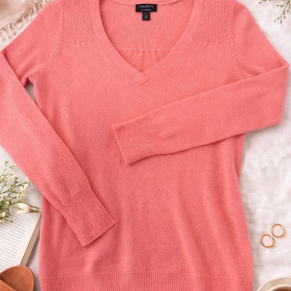 Talbots | Cashmere Salmon | V-Neck Sweater